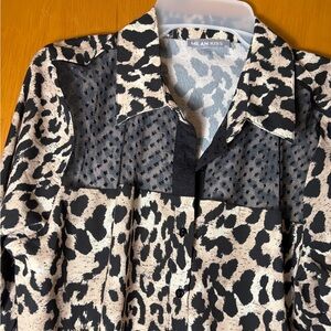 Women's Black and Cream Leopard Print Jacket